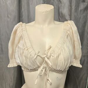 Cropped tie up blouse